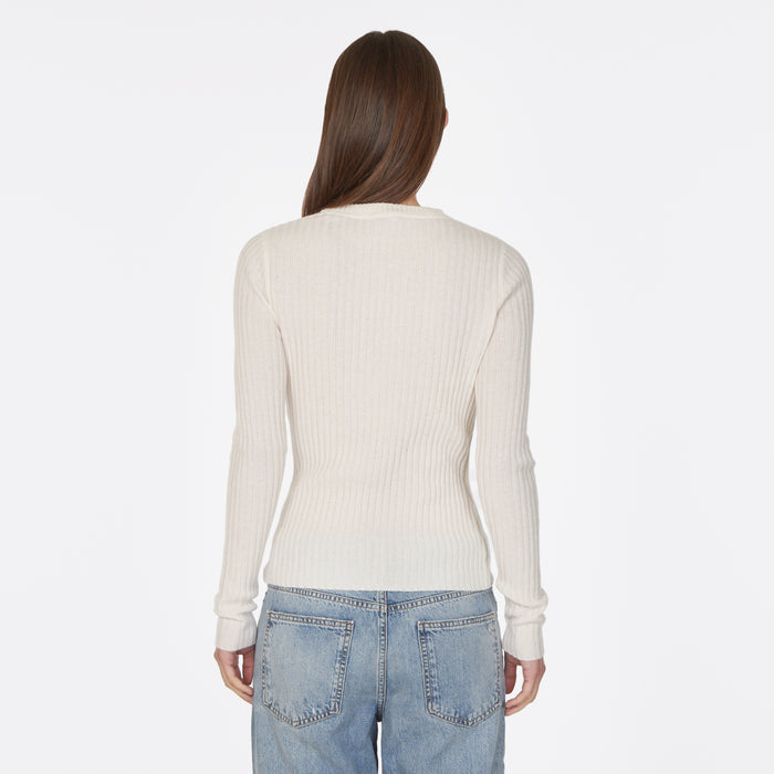Autumn Cashmere Rib Crew In Chalk