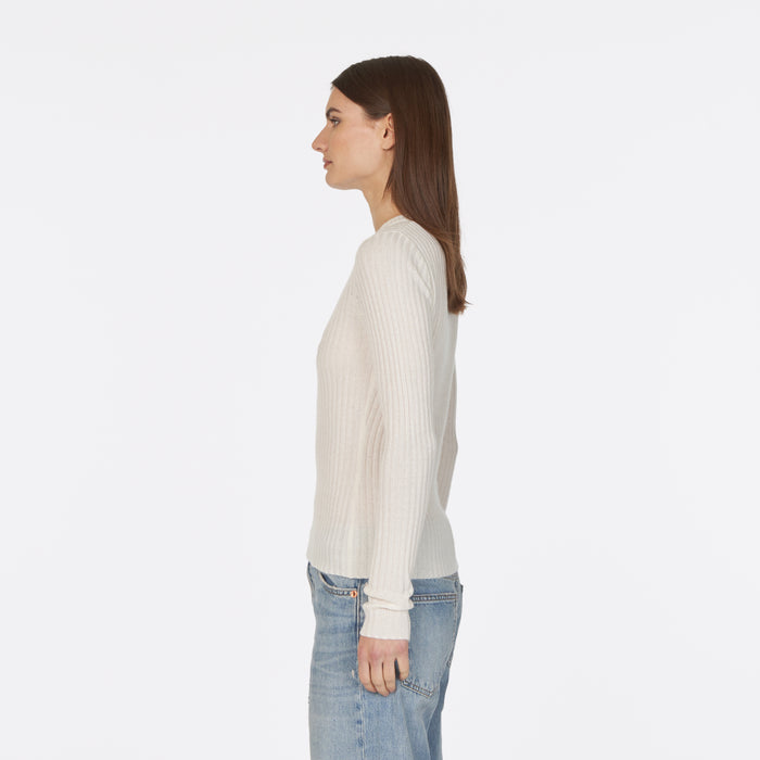 Autumn Cashmere Rib Crew In Chalk