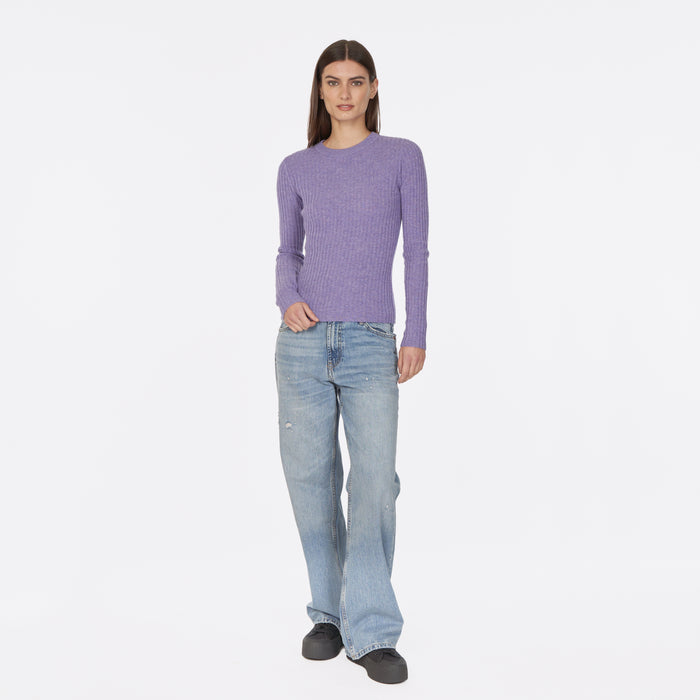 Autumn Cashmere Rib Crew In Hyacinth