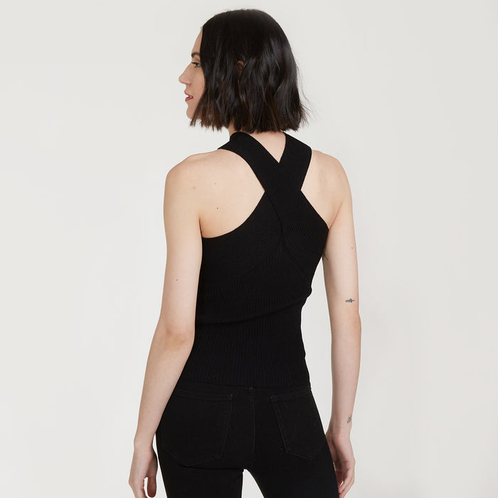 Autumn Cashmere Rib Crisscross Halter In Black