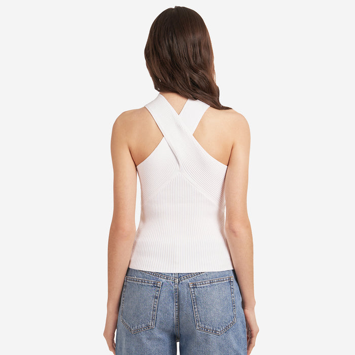 Autumn Cashmere Rib Crisscross Halter In White
