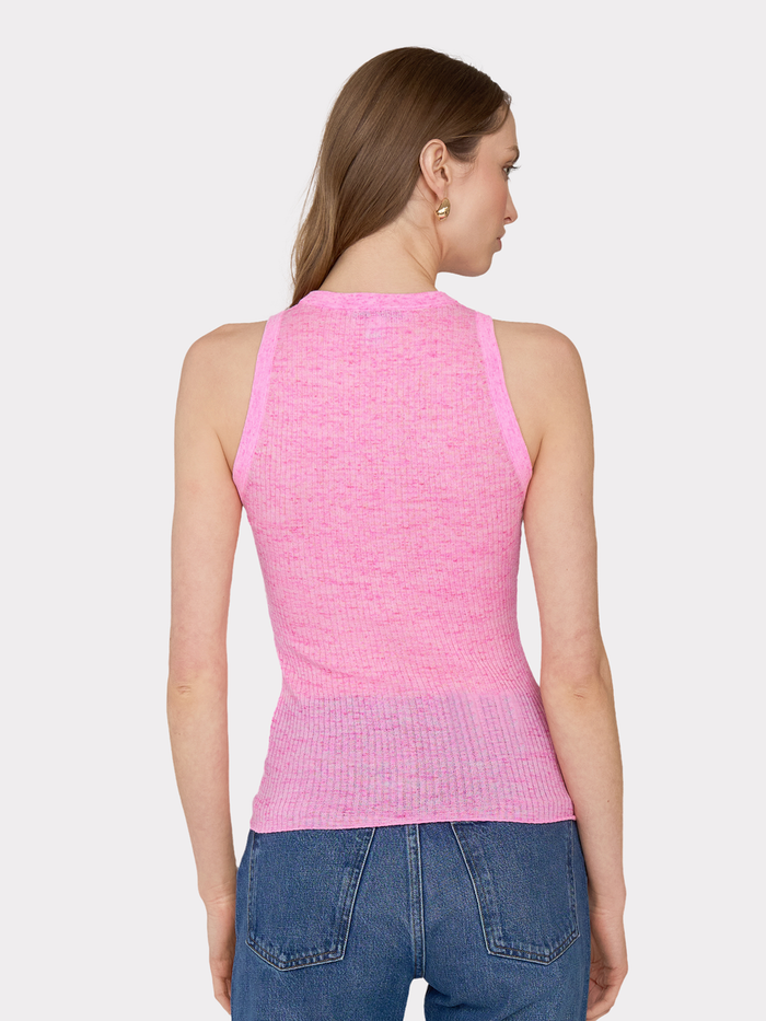 Autumn Cashmere Rib Halter Crew In Hyper Pink