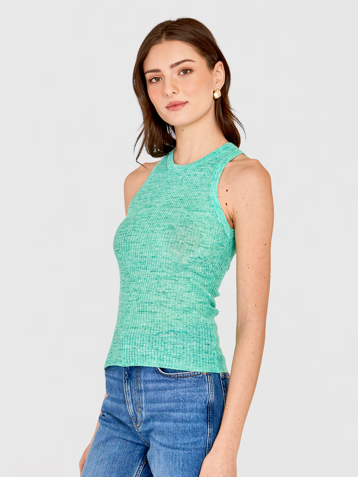 Autumn Cashmere Rib Halter Crew In Mint