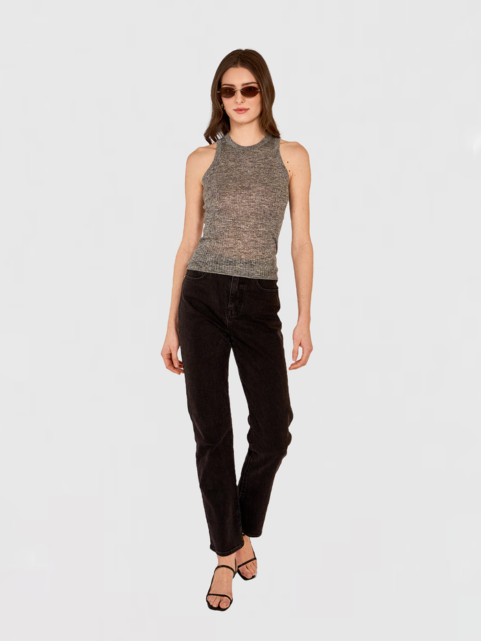 Autumn Cashmere Rib Halter Crew In Stone