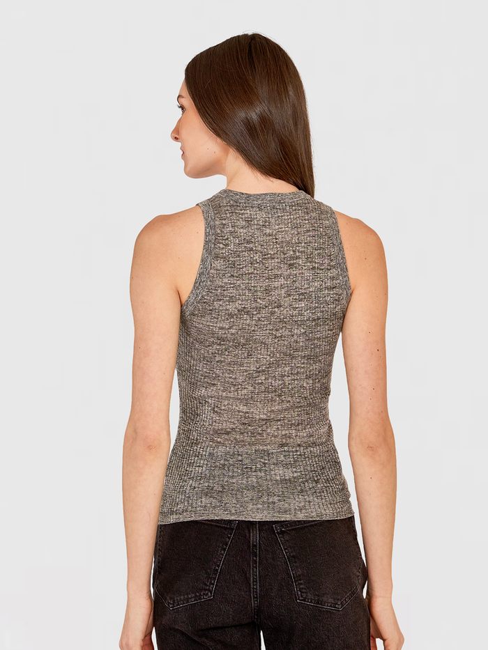 Autumn Cashmere Rib Halter Crew In Stone