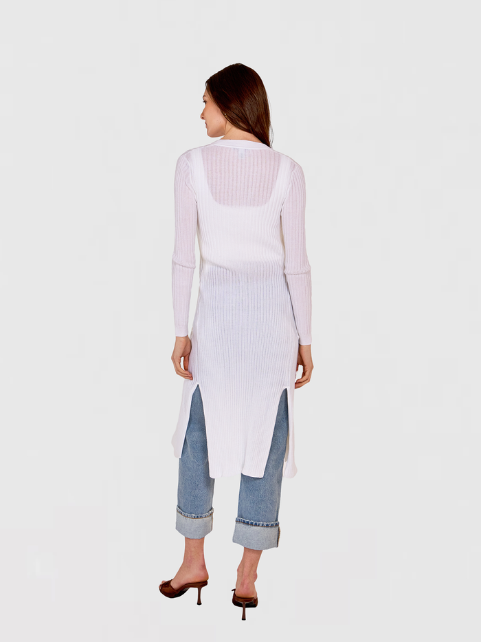 Autumn Cashmere Rib Maxi Cardigan In Bleach White