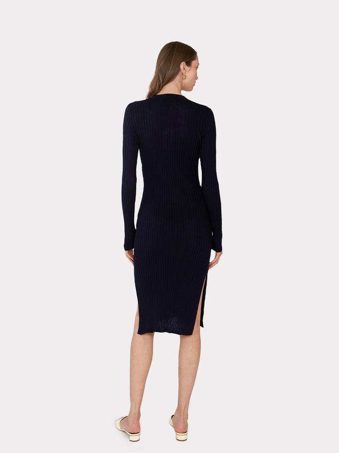 autumn Cashmere Rib Maxi Cardigan In Navy Blue