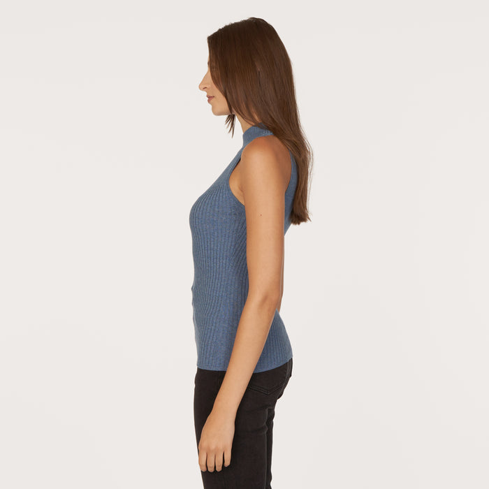 Autumn Cashmere Rib Mock Halter In Overalls