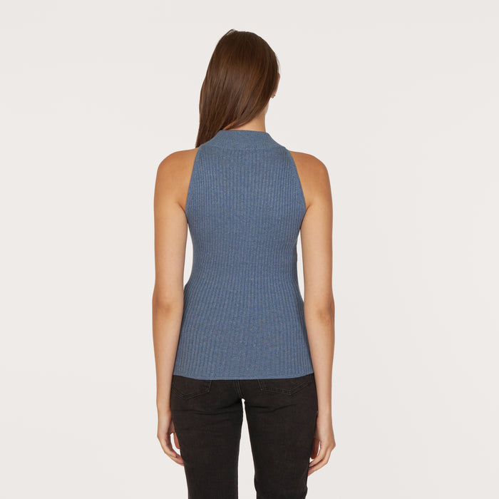 Autumn Cashmere Rib Mock Halter In Overalls