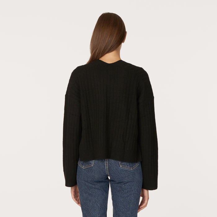 Autumn Cashmere Rib Open Front Shrug In Black