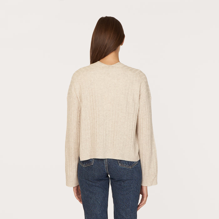 Autumn Cashmere Rib Open Front Shrug In Mojave