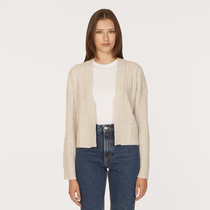 Autumn Cashmere Rib Open Front Shrug In Mojave