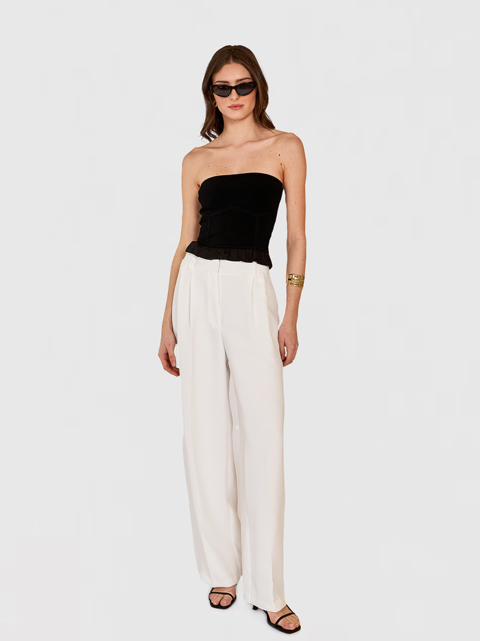 Autumn Cashmere Ruffled "Corset" Tube Top In Black