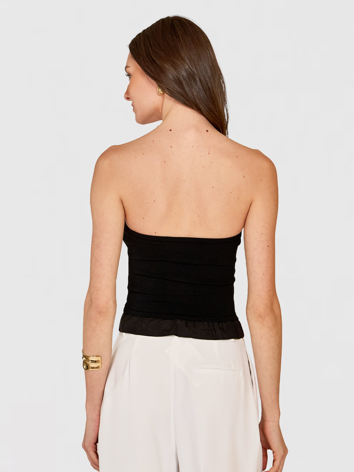 Autumn Cashmere Ruffled "Corset" Tube Top In Black