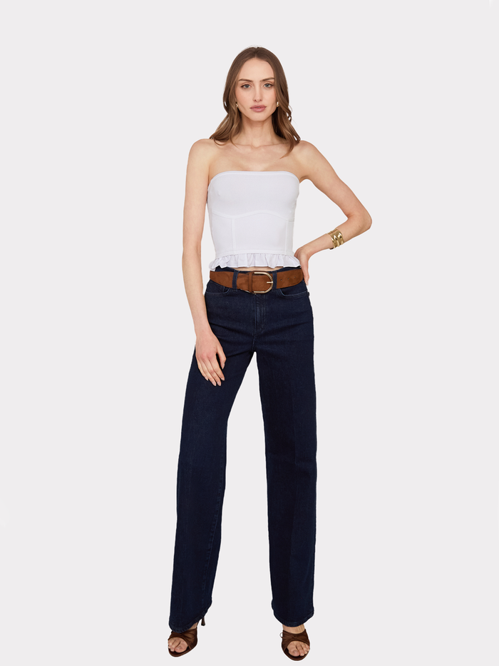 Autumn Cashmere Ruffled "Corset" Tube Top In White