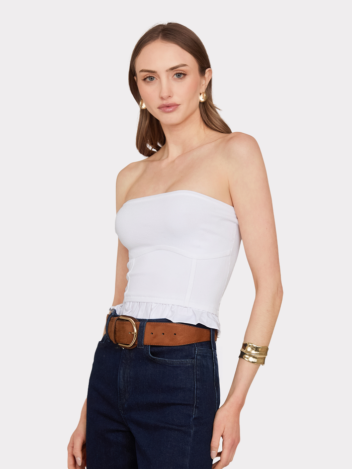 Autumn Cashmere Ruffled "Corset" Tube Top In White
