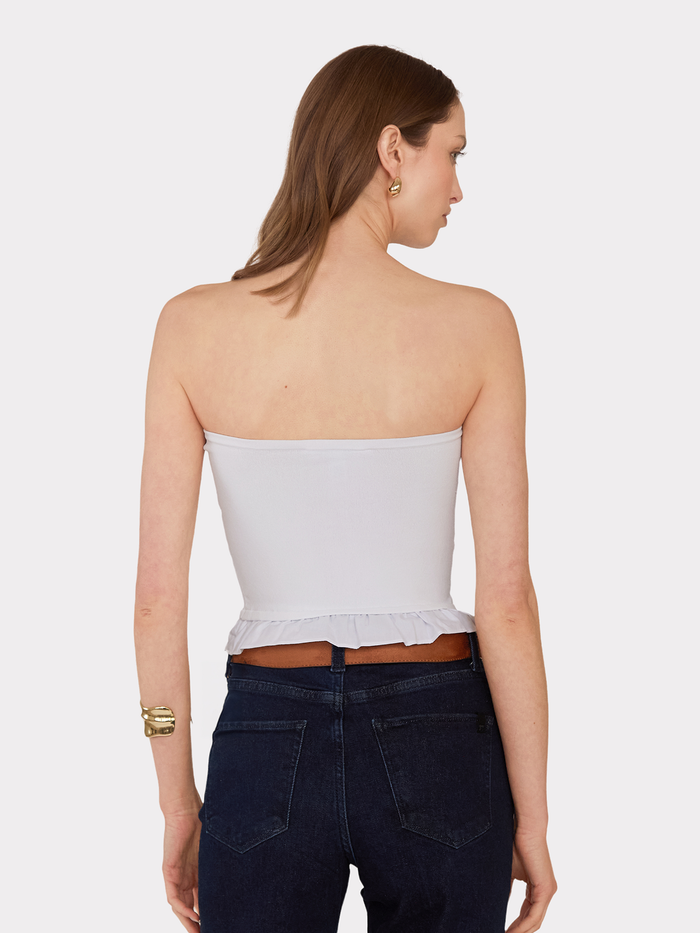 Autumn Cashmere Ruffled "Corset" Tube Top In White
