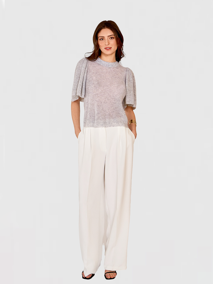 Autumn Cashmere Shaker Flare Sleeve Crew In Cloud