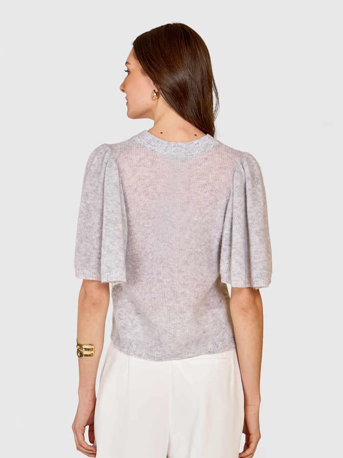 Autumn Cashmere Shaker Flare Sleeve Crew In Cloud