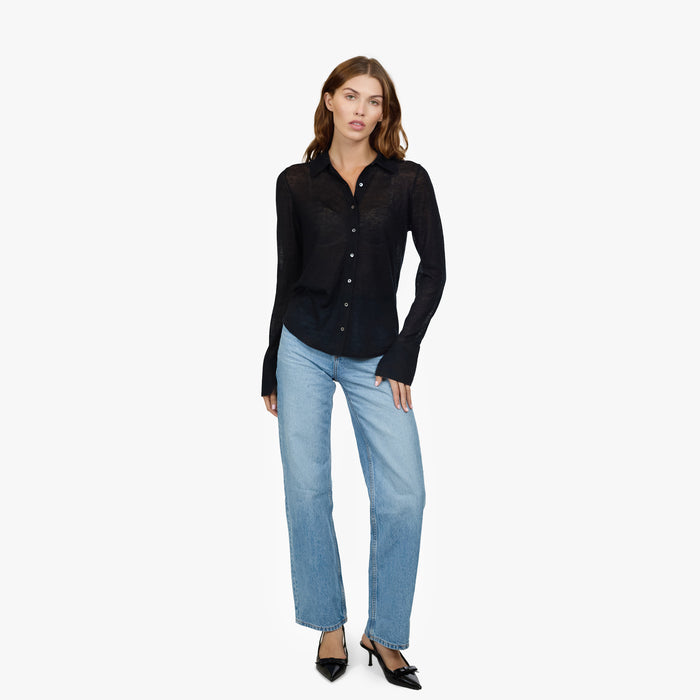 Autumn Cashmere Sheer Shirt In Black