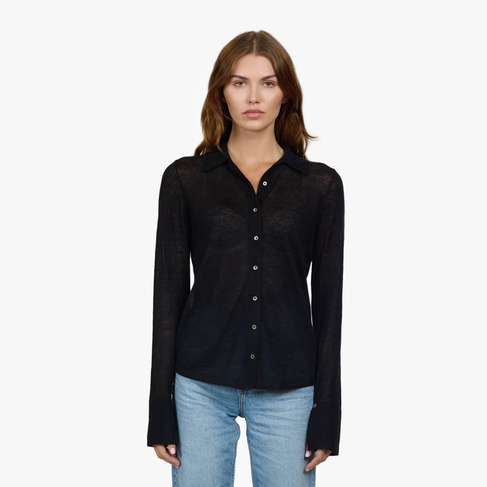 autumn cashmere Sheer Shirt in Black
