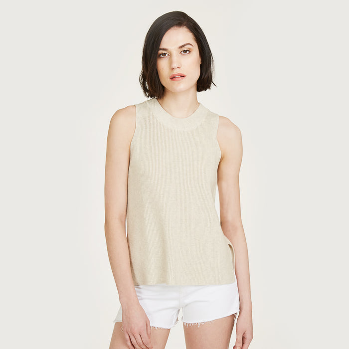 Autumn Cashmere Sleeveless Shaker Crew In Hemp