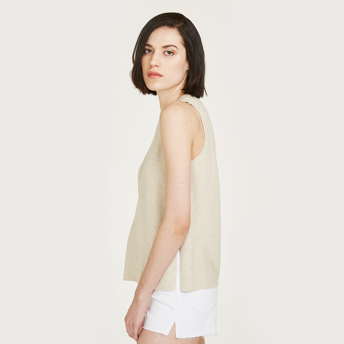 Autumn Cashmere Sleeveless Shaker Crew In Hemp
