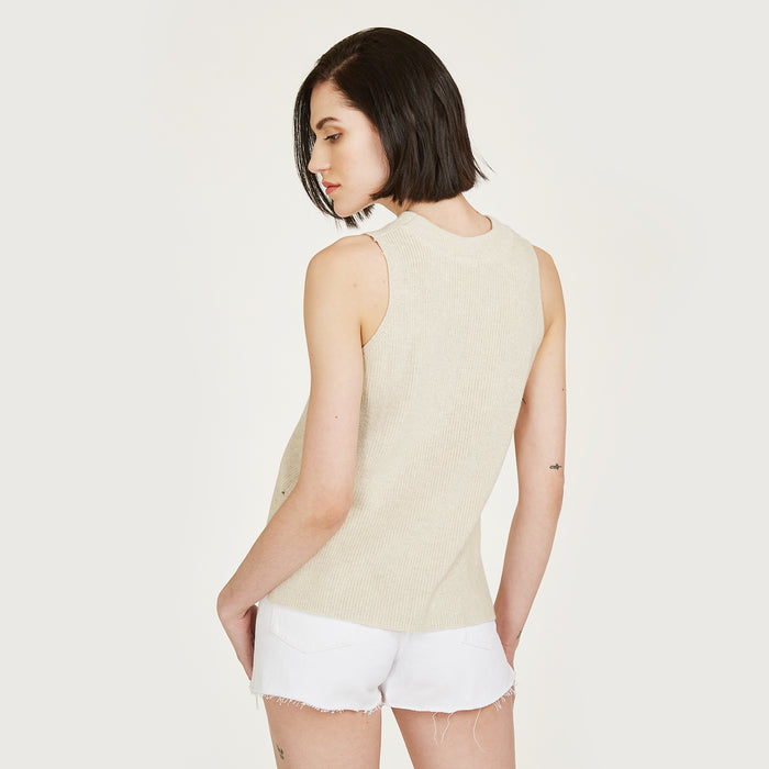 Autumn Cashmere Sleeveless Shaker Crew In Hemp