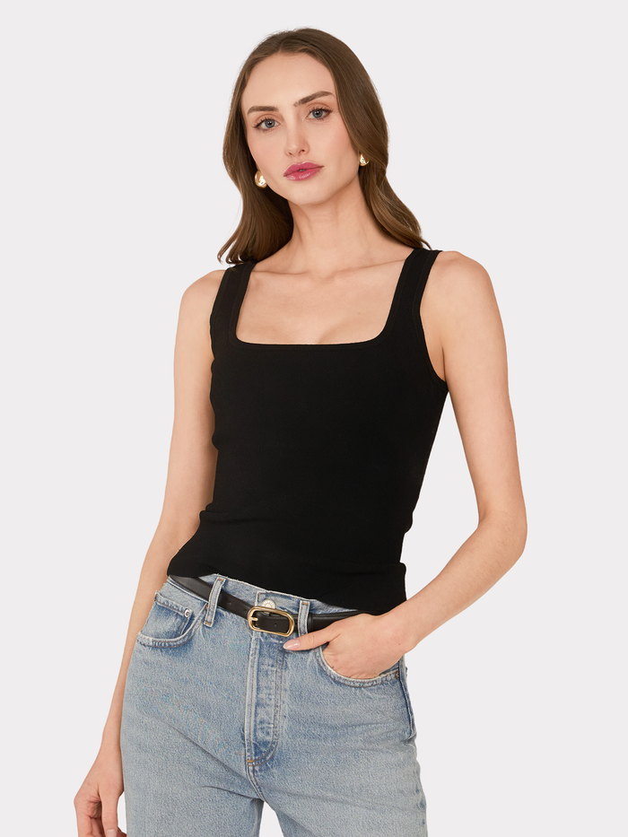 autumn cashmere Square Neck Tank in Black
