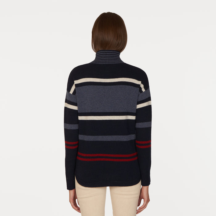 Autumn Cashmere Striped Mock W/ Shirttail