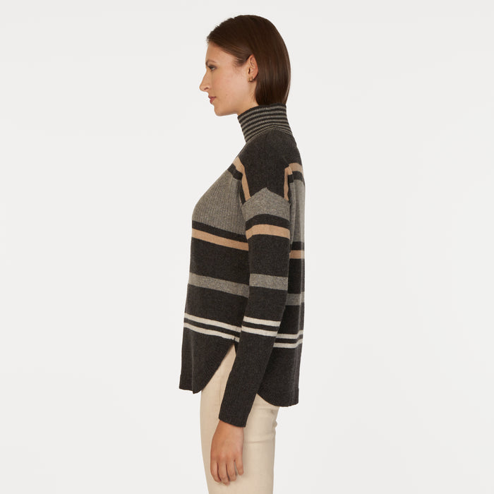 Autumn Cashmere Striped Mock W/ Shirttail