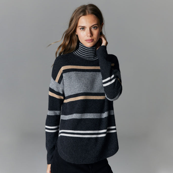 autumn cashmere Striped Mock w/ Shirttail