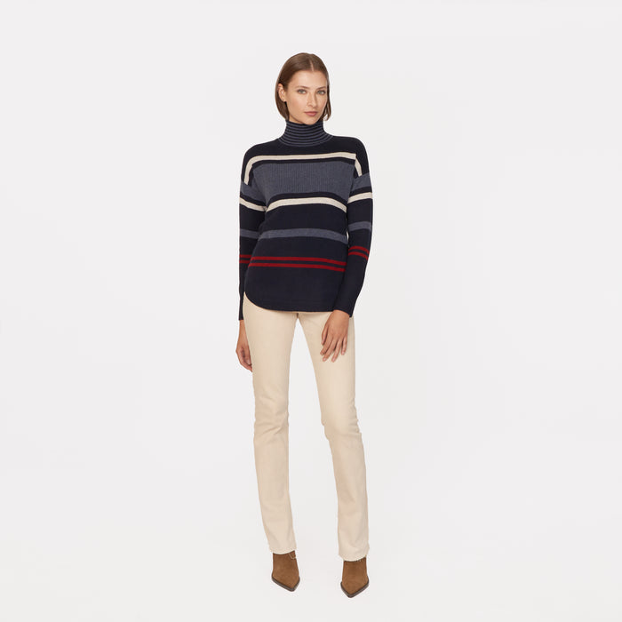 Autumn Cashmere Striped Mock W/ Shirttail