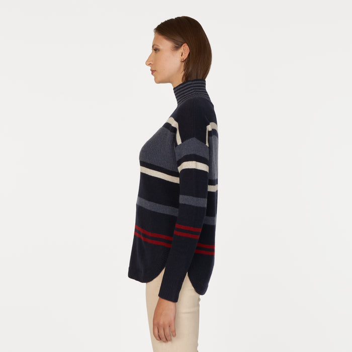 Autumn Cashmere Striped Mock W/ Shirttail