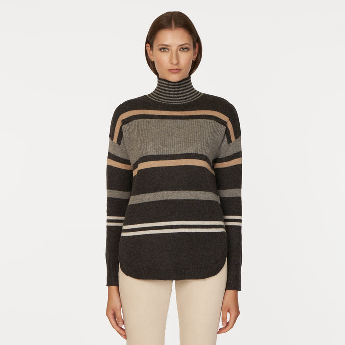 Autumn Cashmere Striped Mock W/ Shirttail