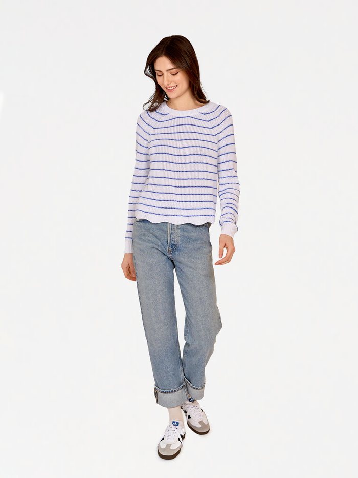 Autumn Cashmere Striped Scallop Shaker Crew