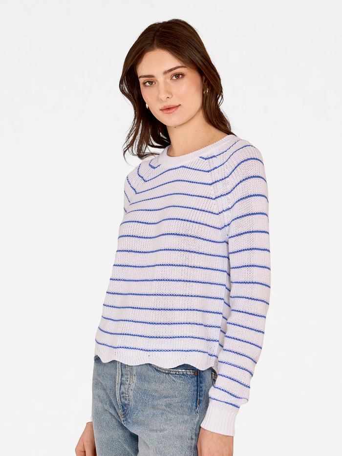 Autumn Cashmere Striped Scallop Shaker Crew