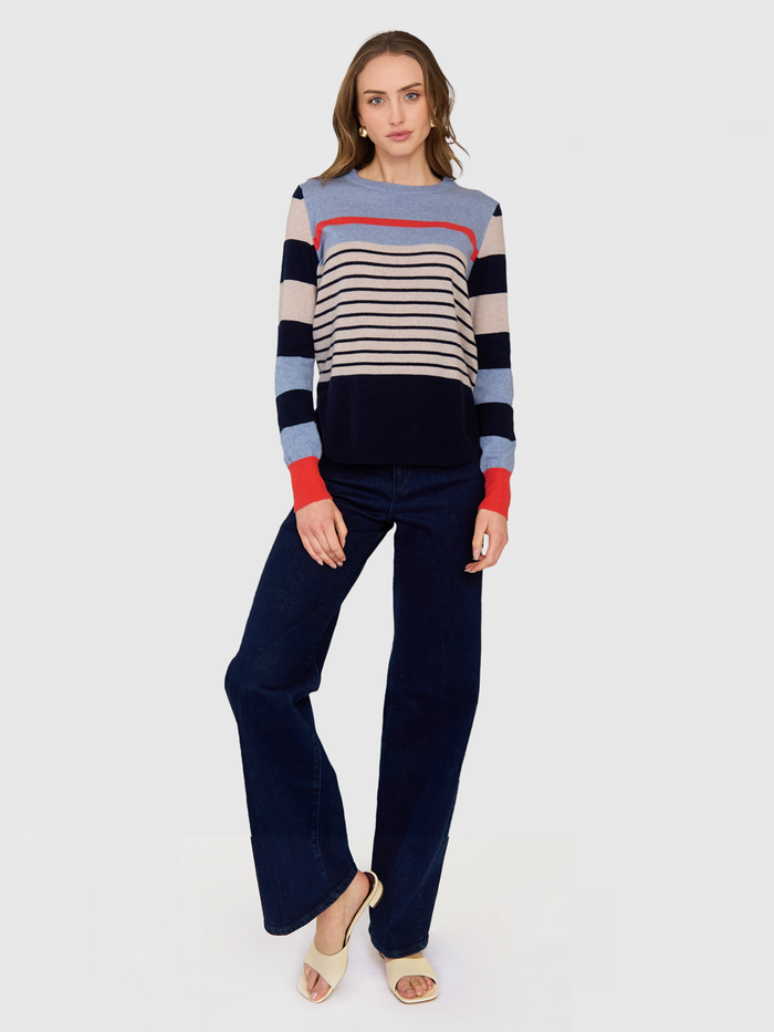 Autumn Cashmere Striped Shirttail Crew