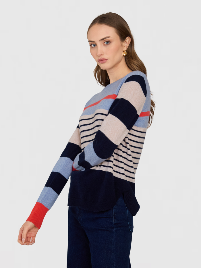 Autumn Cashmere Striped Shirttail Crew
