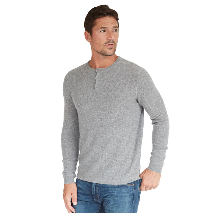 Autumn Cashmere Thermal Henley With Yoke In Cement