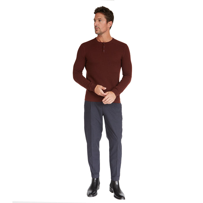 Autumn Cashmere Thermal Henley With Yoke In Rust