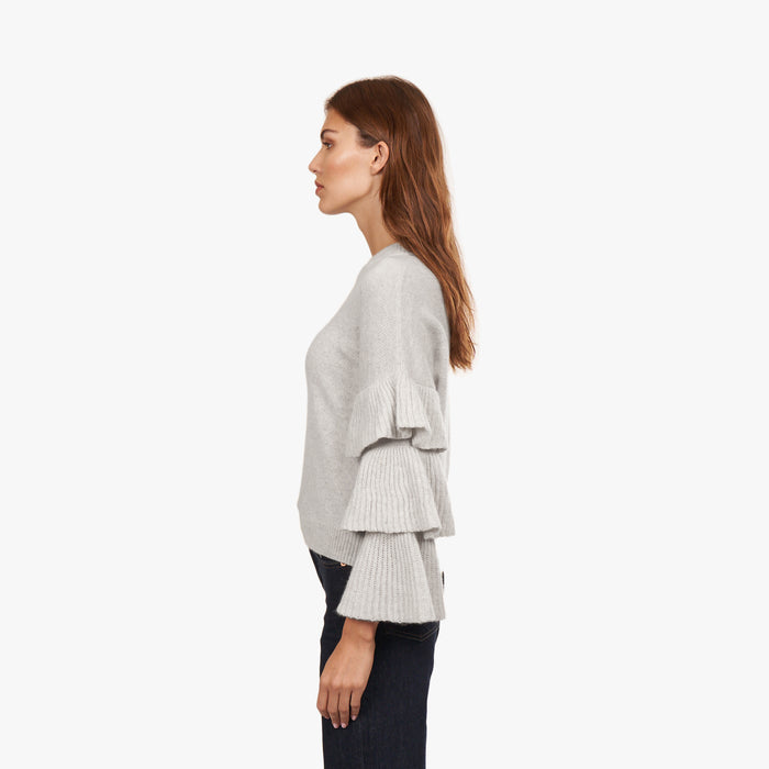 Autumn Cashmere Tiered Ruffle Sleeve High Crew