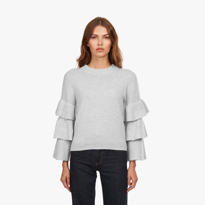 autumn cashmere Tiered Ruffle Sleeve High Crew