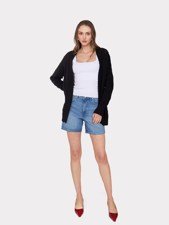 Autumn Cashmere Tile Stitch Duster In Black