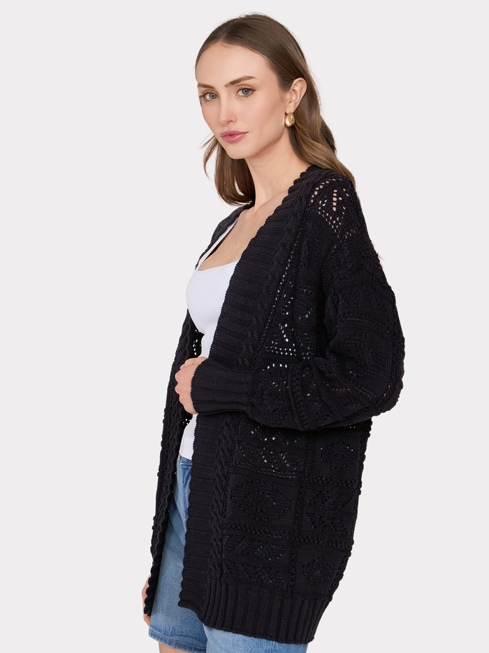 Autumn Cashmere Tile Stitch Duster In Black