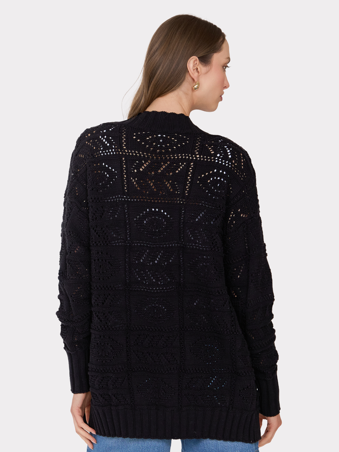 Autumn Cashmere Tile Stitch Duster In Black