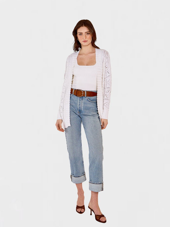 Autumn Cashmere Tile Stitch Duster In Bleach White