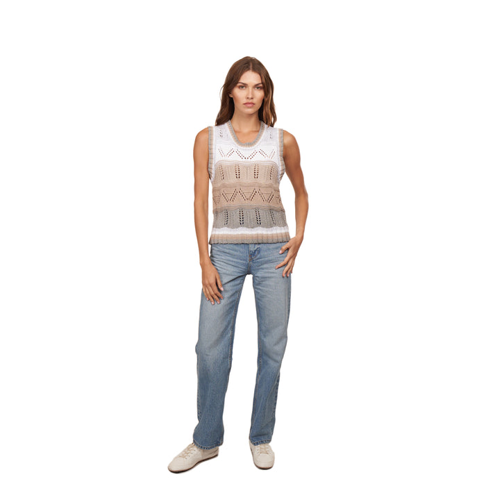 Autumn Cashmere Wavy Pointelle Striped Muscle Tee