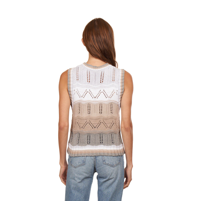 Autumn Cashmere Wavy Pointelle Striped Muscle Tee