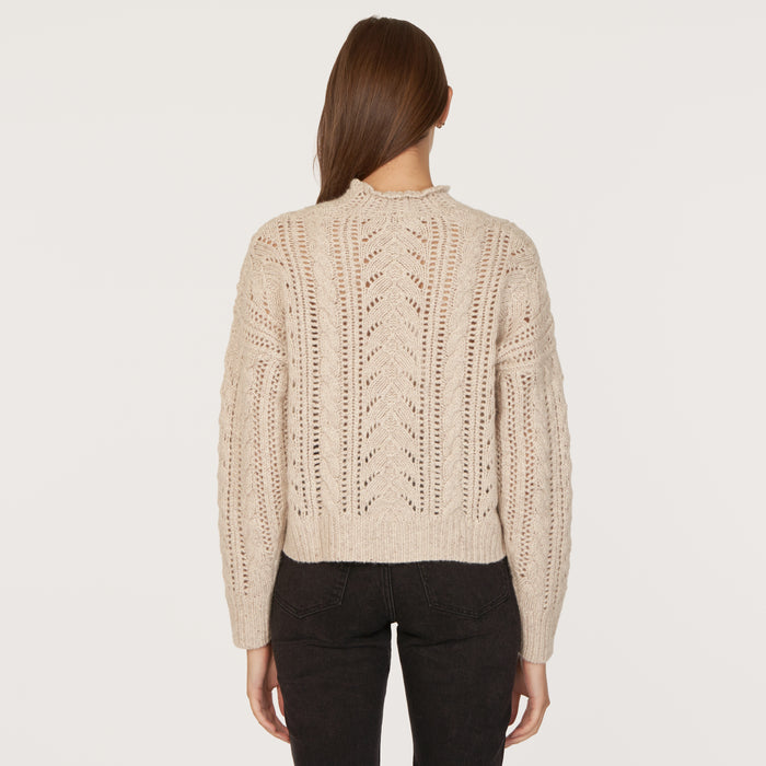 Autumn Cashmere Blouson Sleeve Cable Crew In Mojave